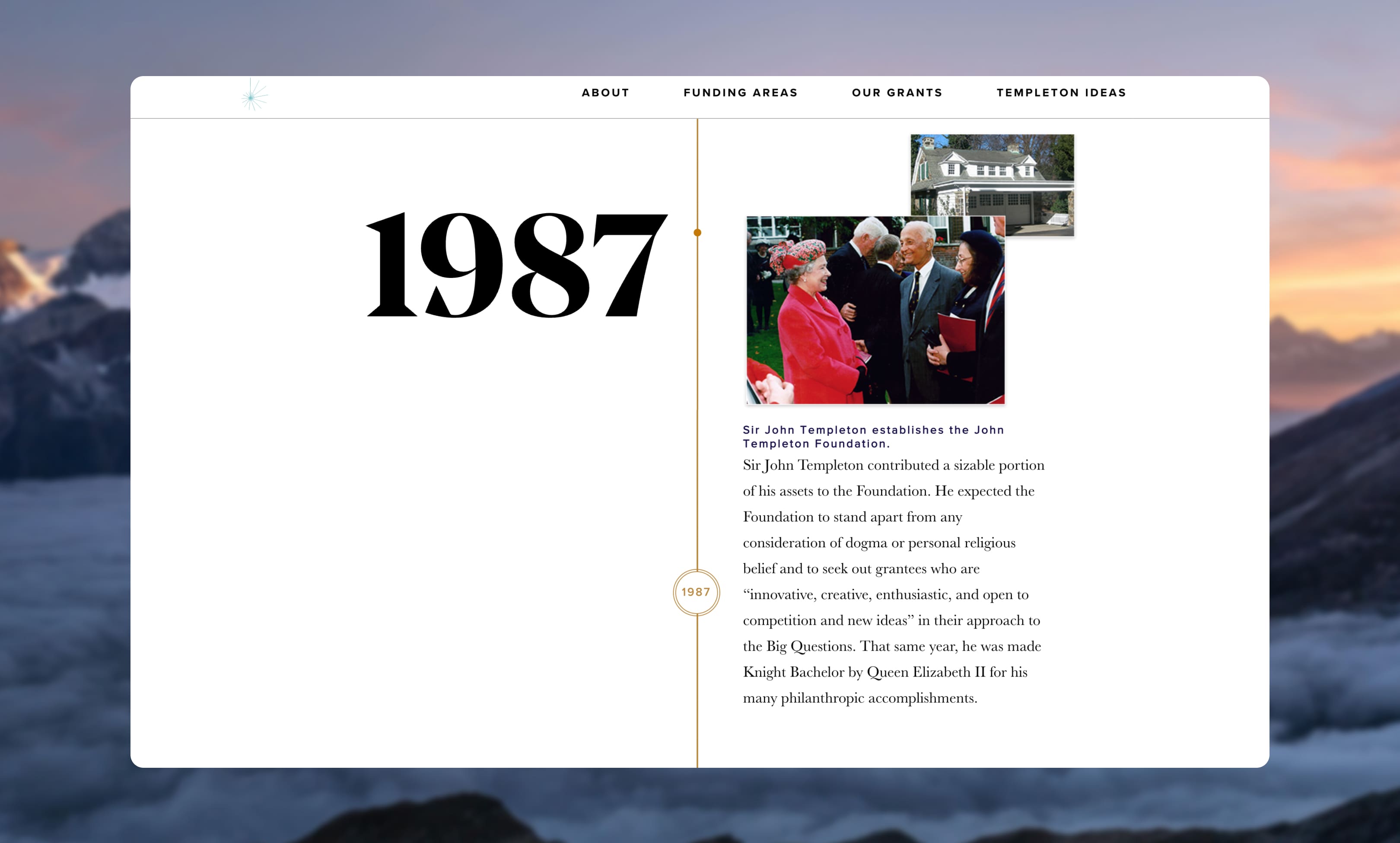 John Templeton Foundation Interactive Timeline Web Design