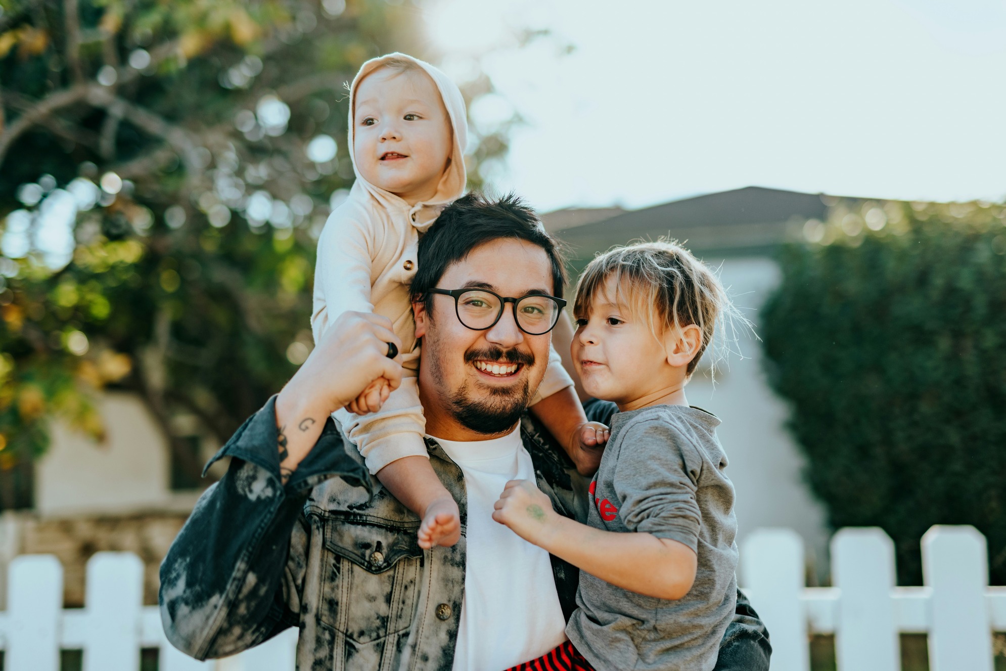 veteran smiling pictured with family