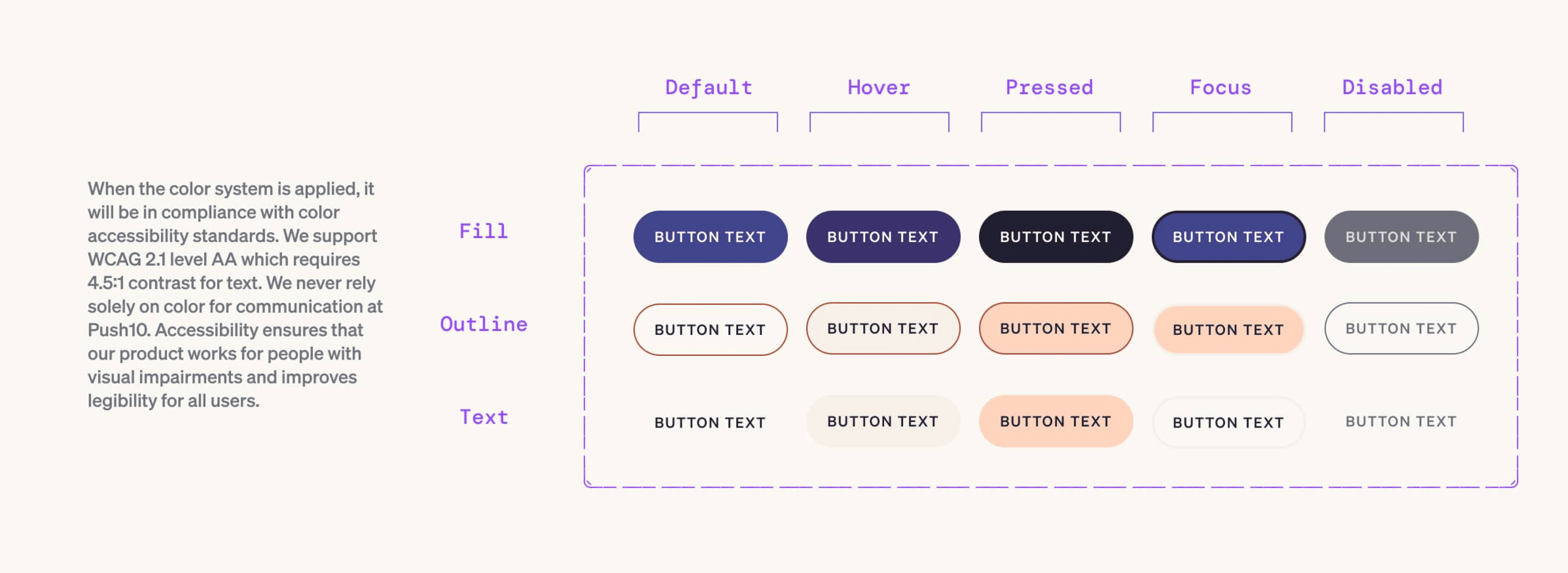 web guide for accessible color contrast in button styles 