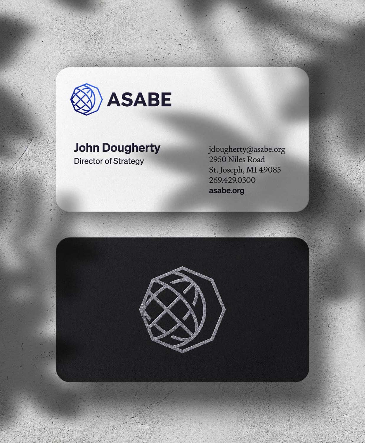 ASABE professional organization business card mockup