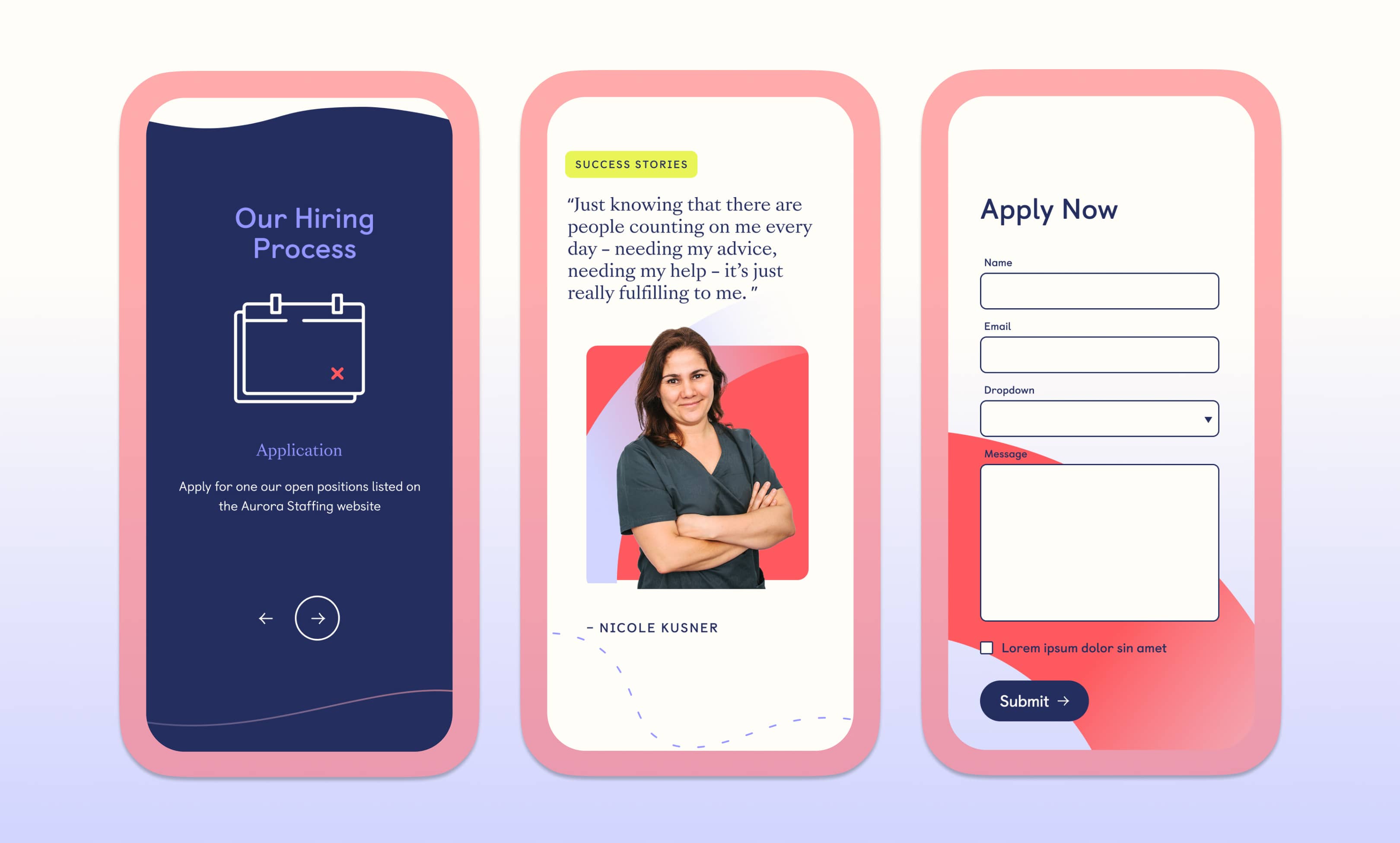 Aurora Staffing Mobile Designs for Nonprofit Brand