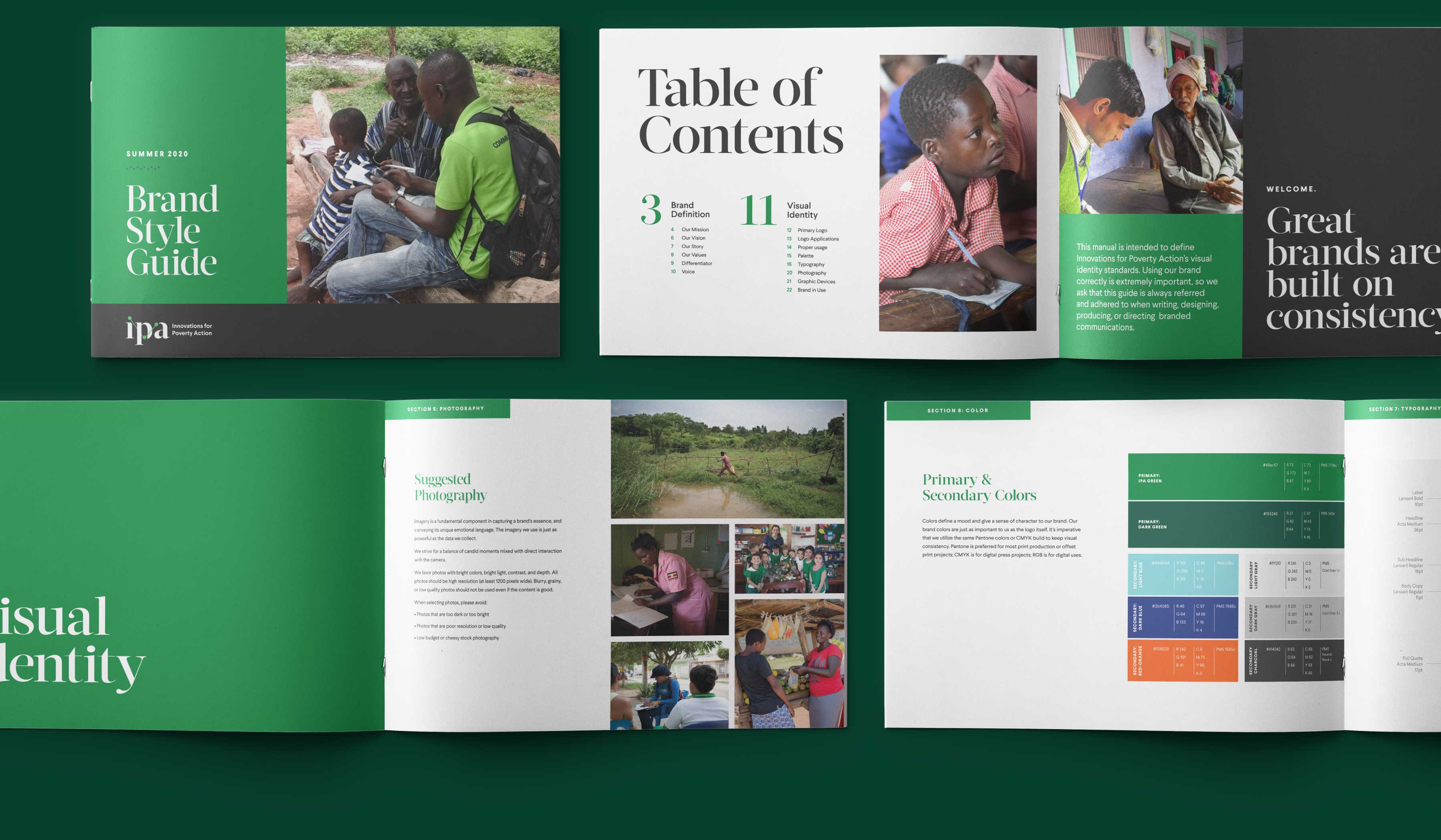 IPA nonprofit visual identity style guide pages