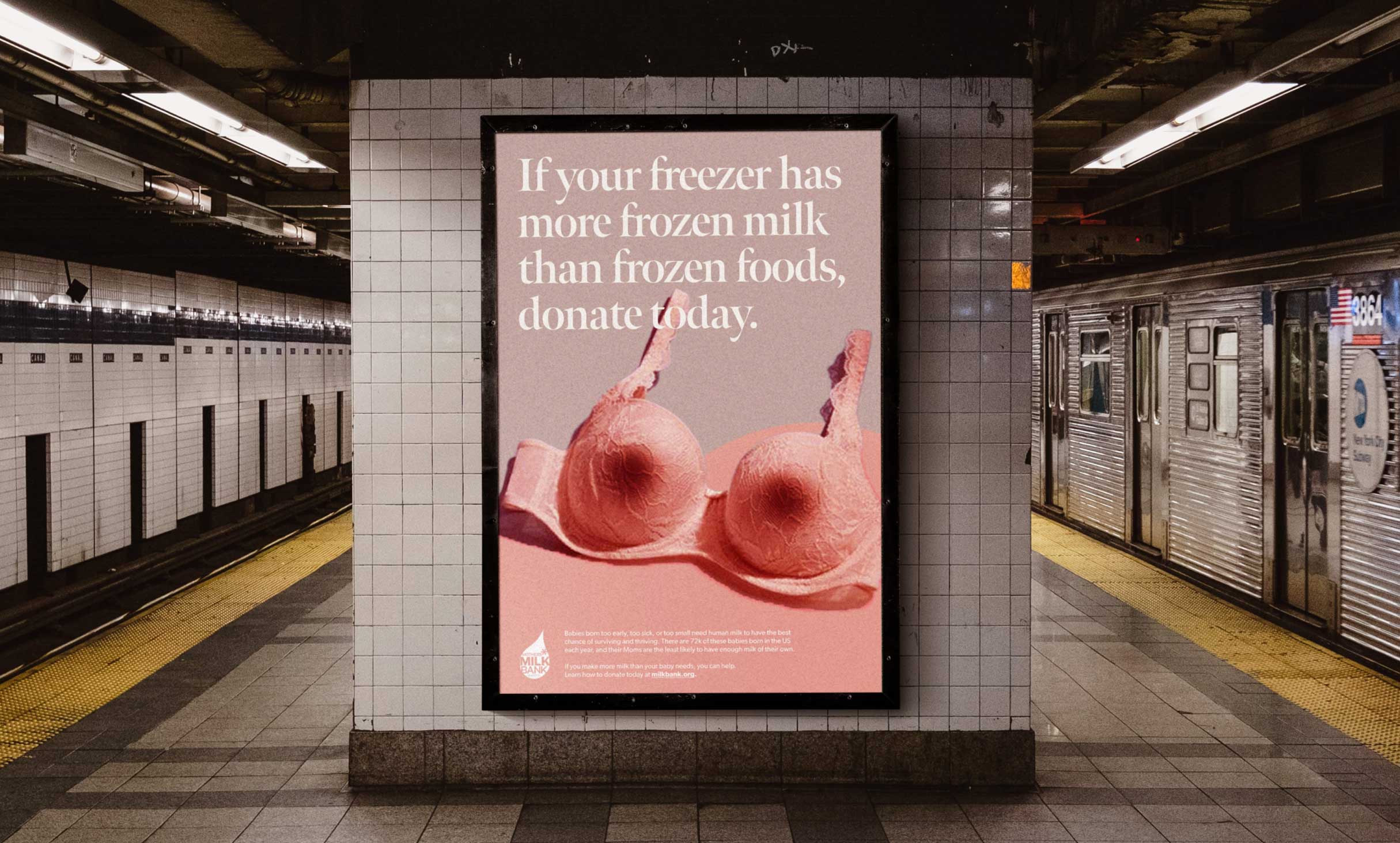 Mother's Milk Bank Austin subway ad mockup