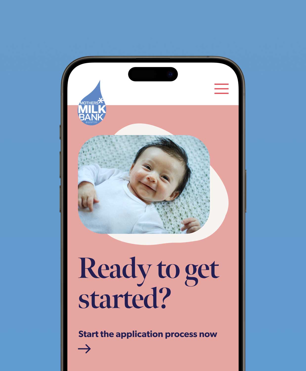 Mother's Milk Bank Austin start page mobile web design