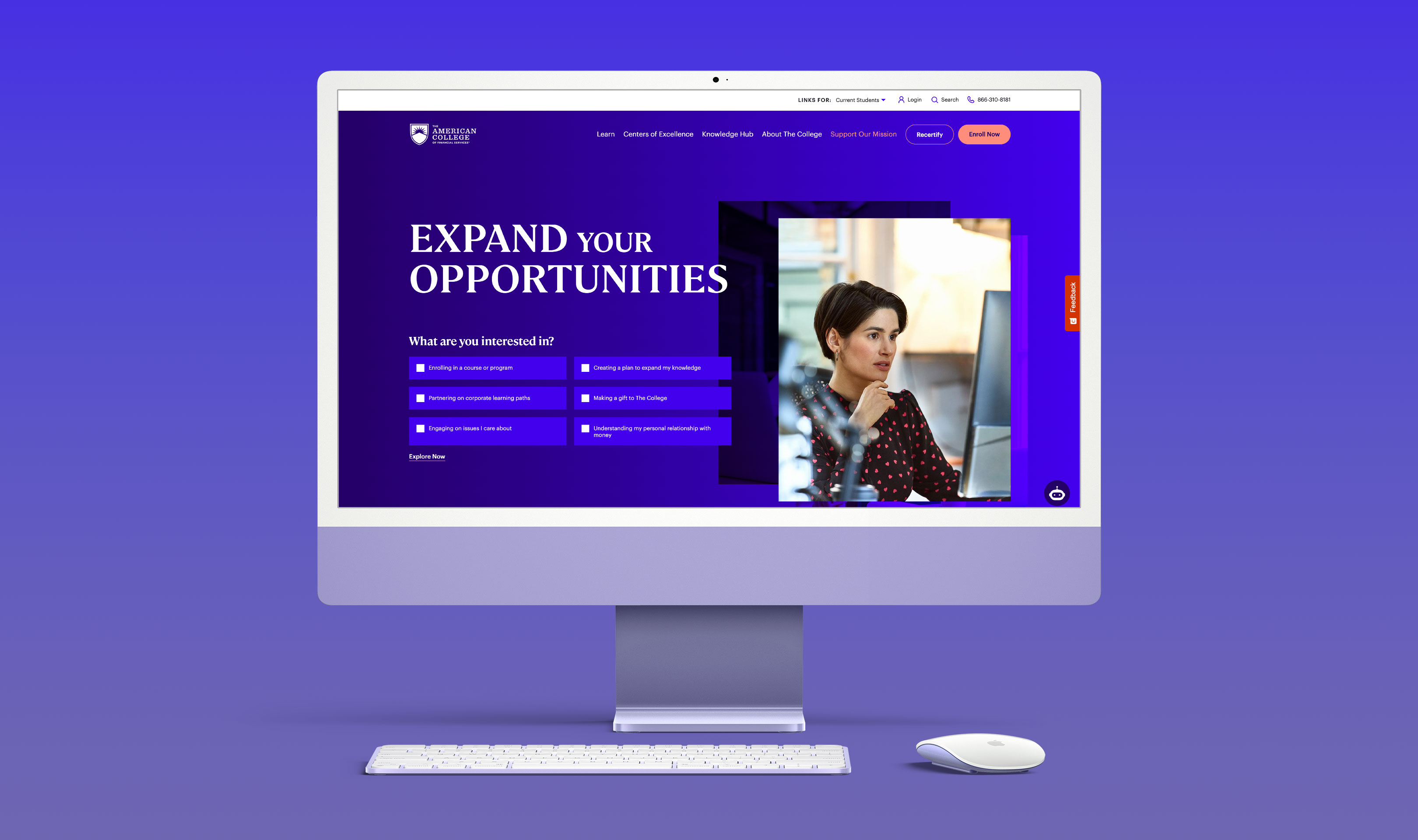 ACFS education homepage in desktop mockup