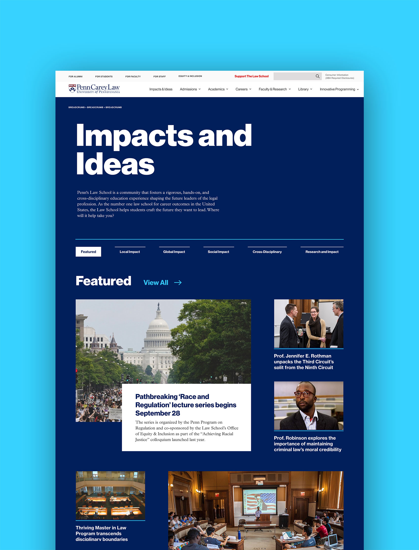 Penn Law website design thought leadership