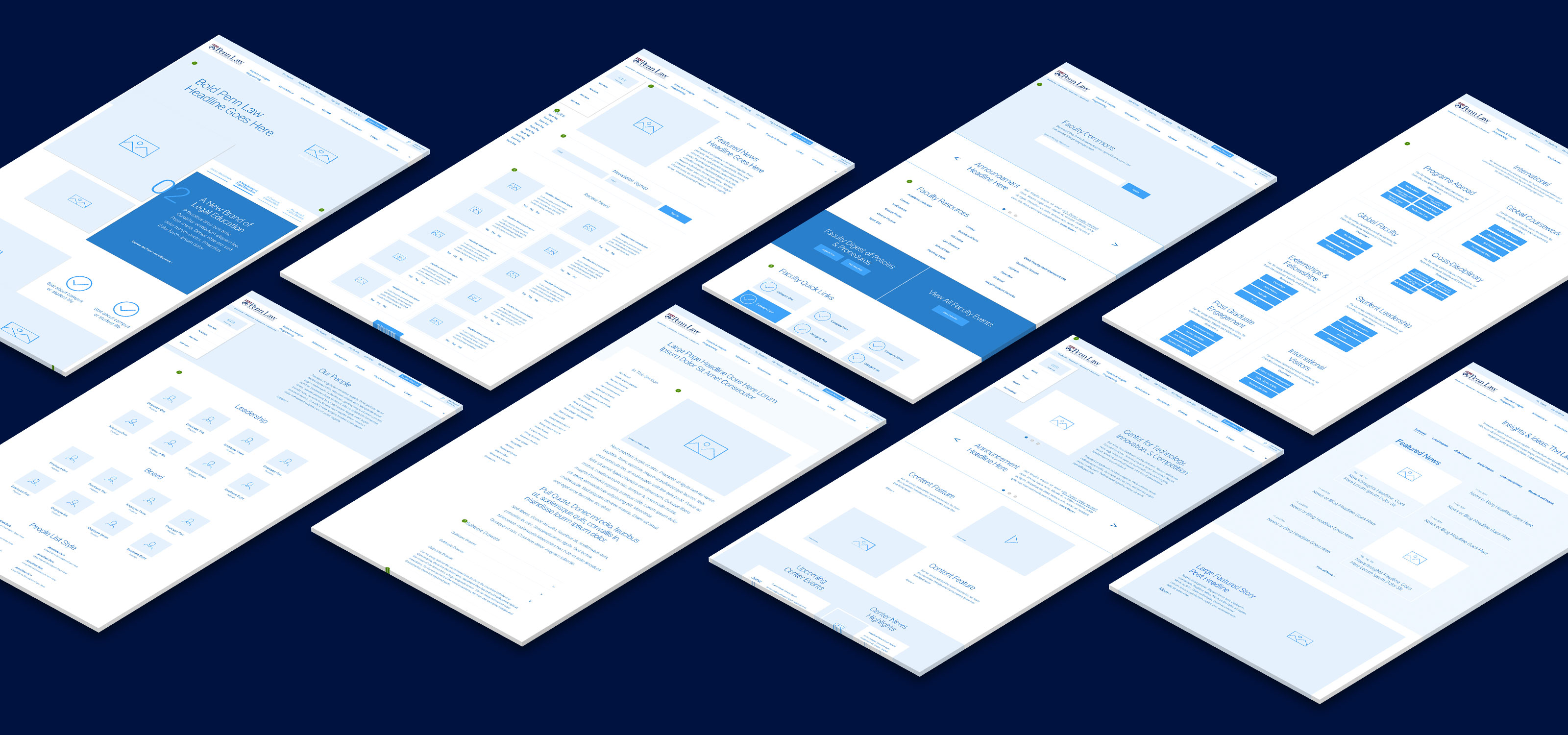 Penn Law website design wireframe mockups