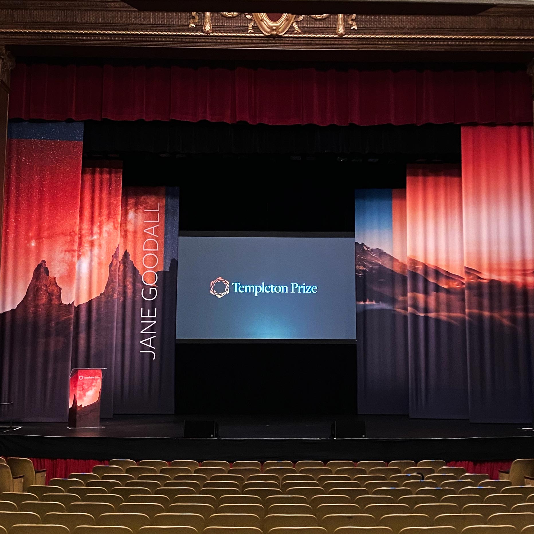 Templeton Prize stage design for Jane Goodall Event