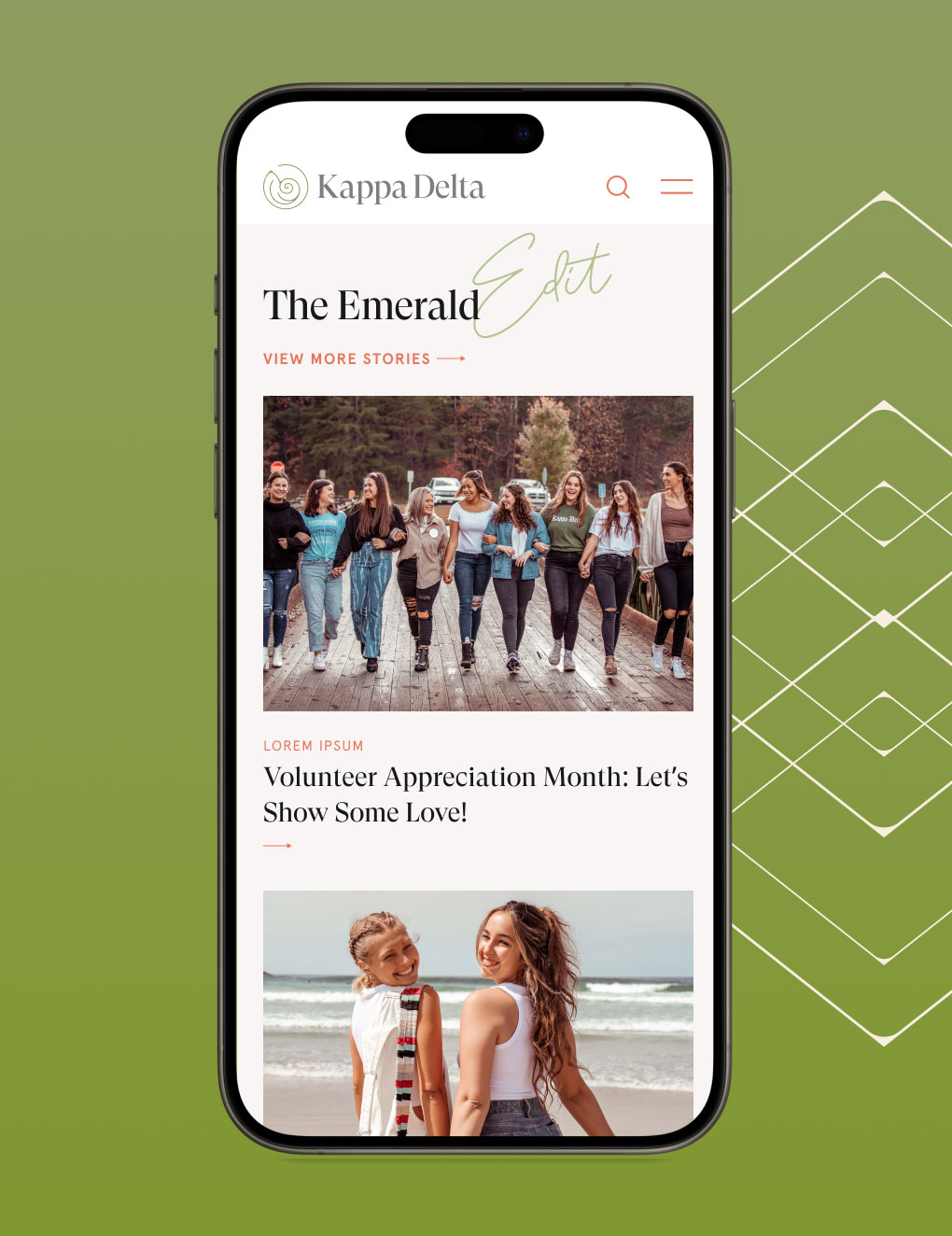 Kappa Delta education responsive web design - stories page in mobile