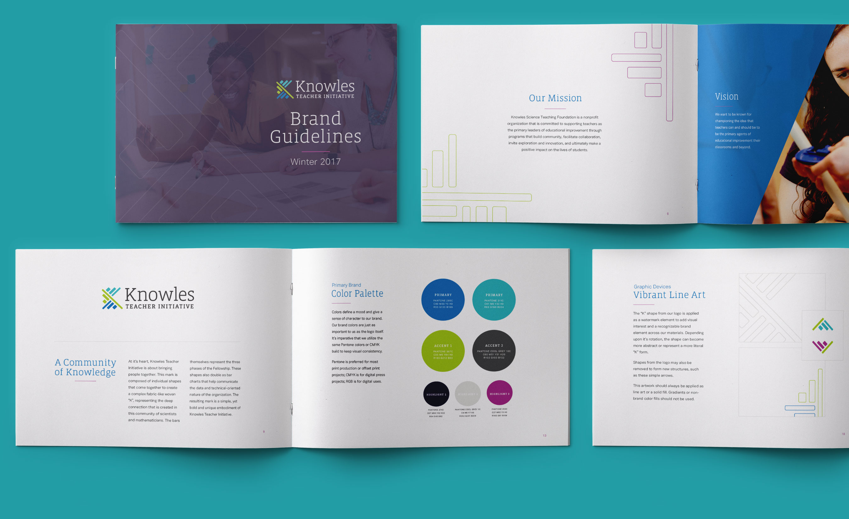 Knowles Teacher Initiative foundation style guide mockup