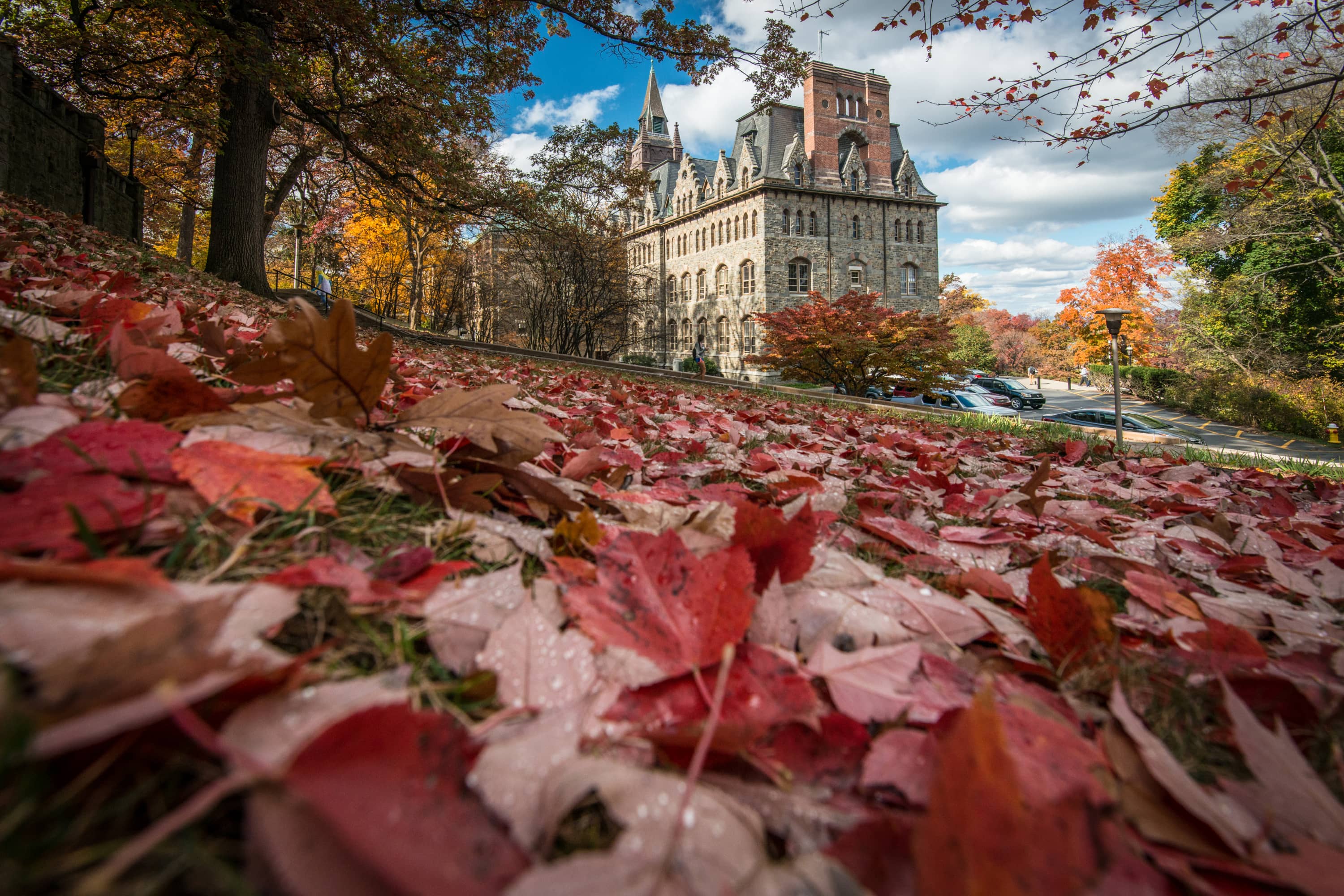 Lehigh University campus building in autumn