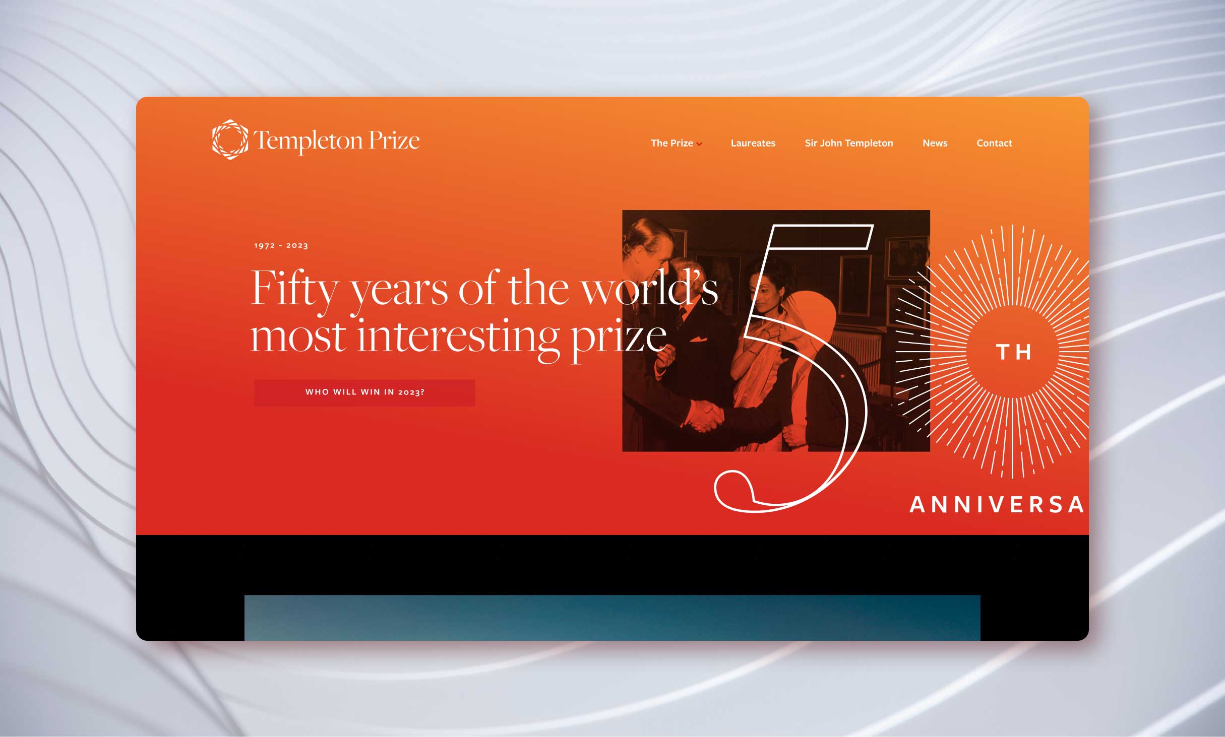 Templeton Prize foundation web design - 50th anniversary page