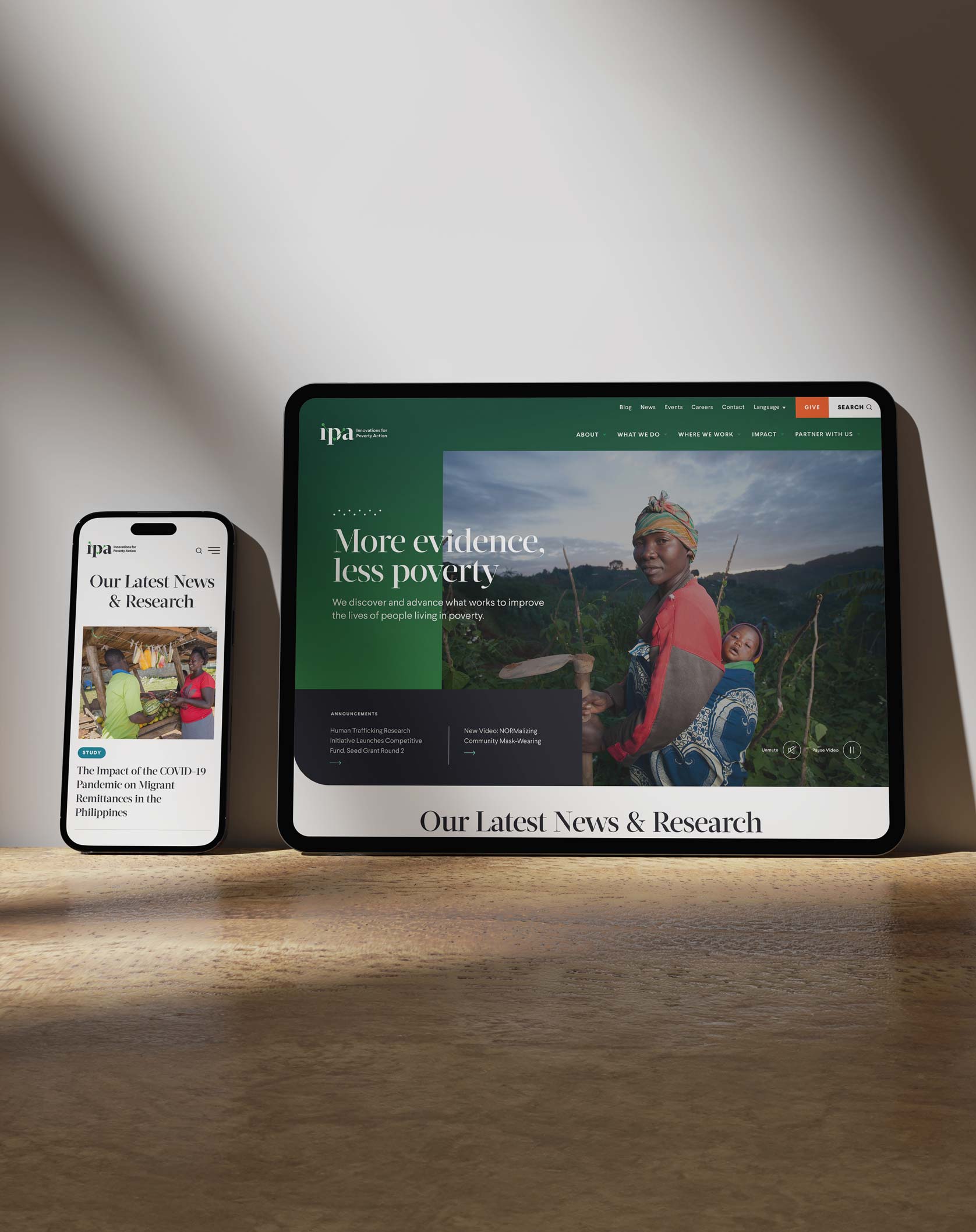 IPA Kappa Delta responsive design with a tablet and an iPhone mockup