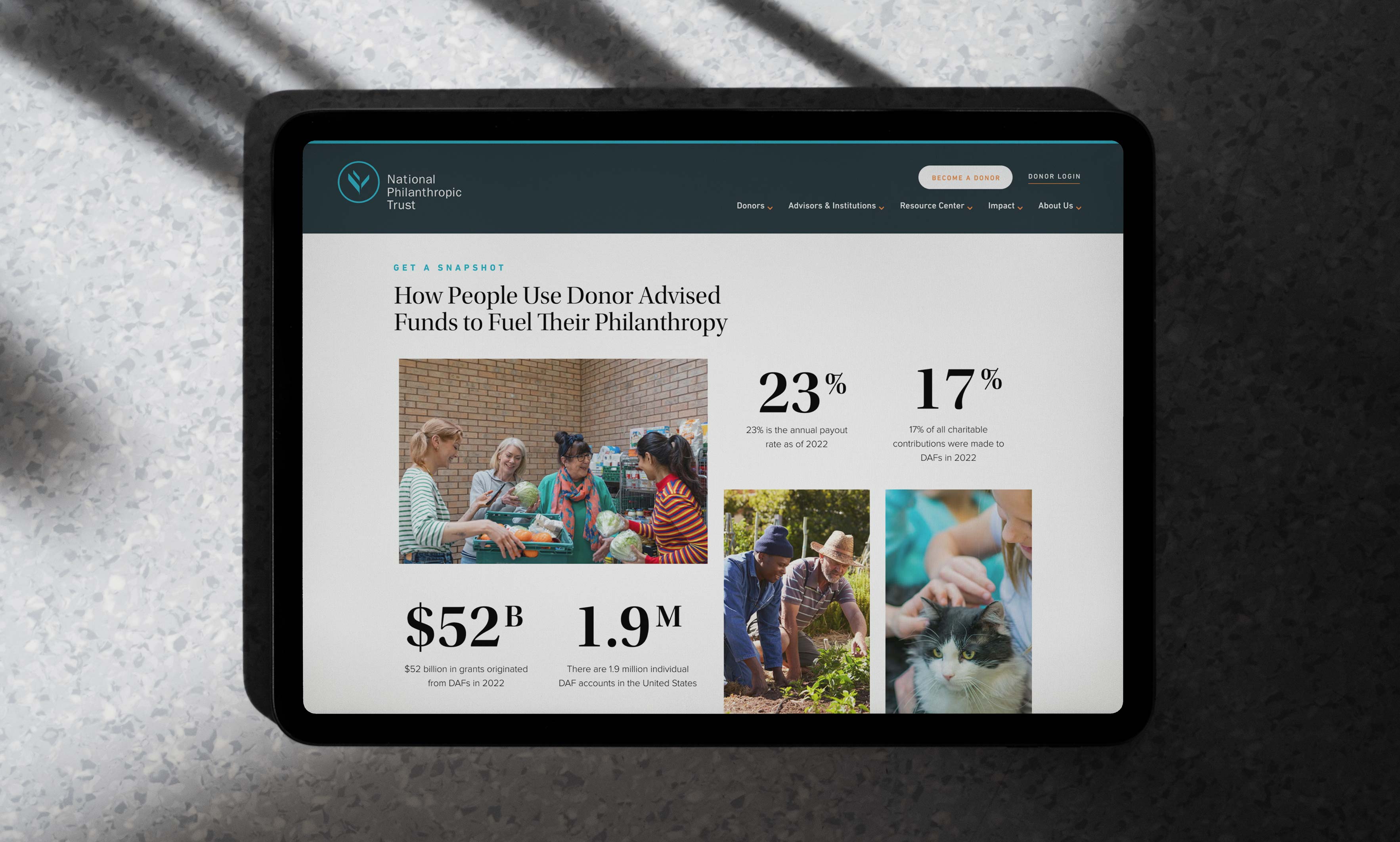 NPT responsive web design page in a tablet mockup