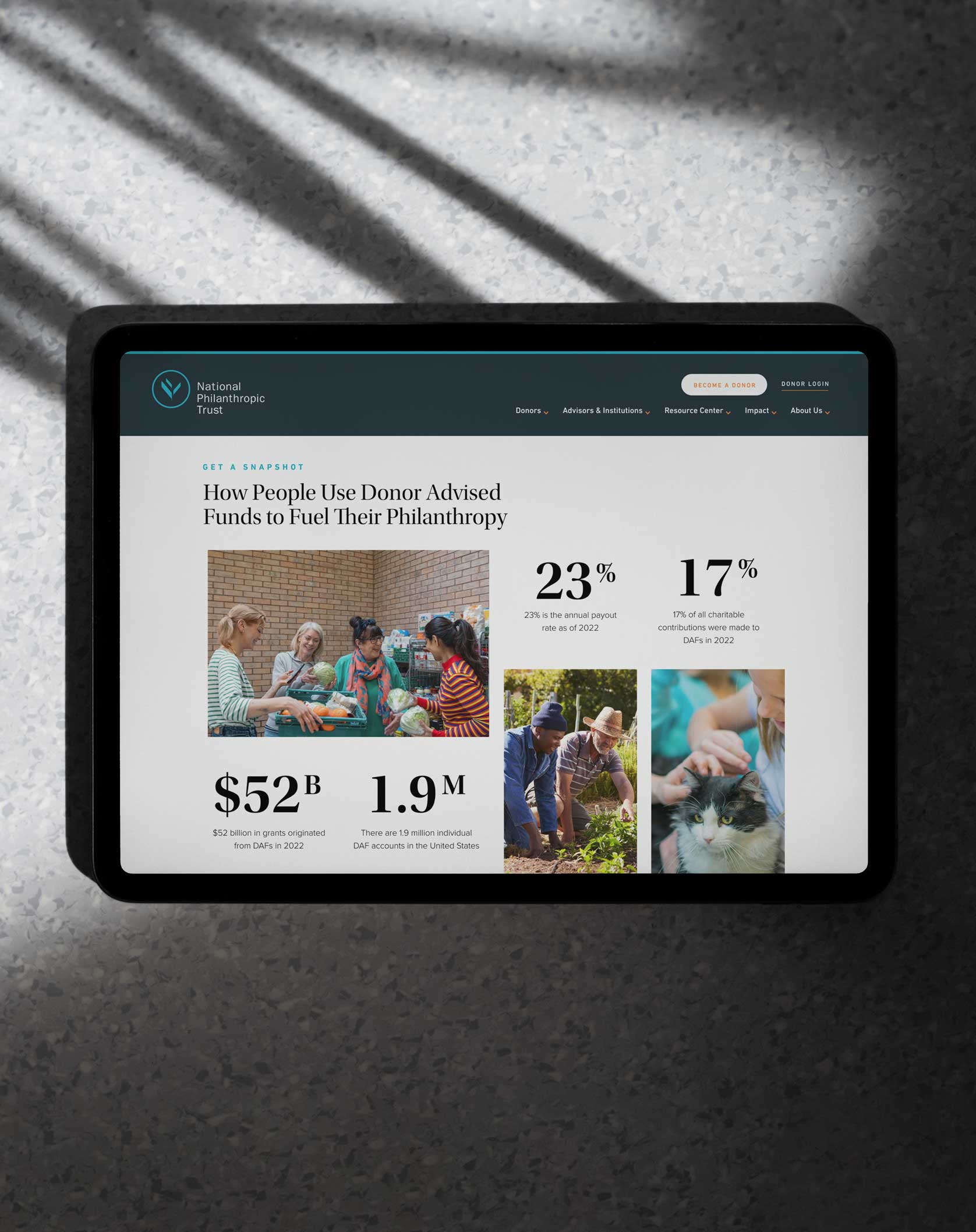 NPT responsive website design page in a tablet mockup