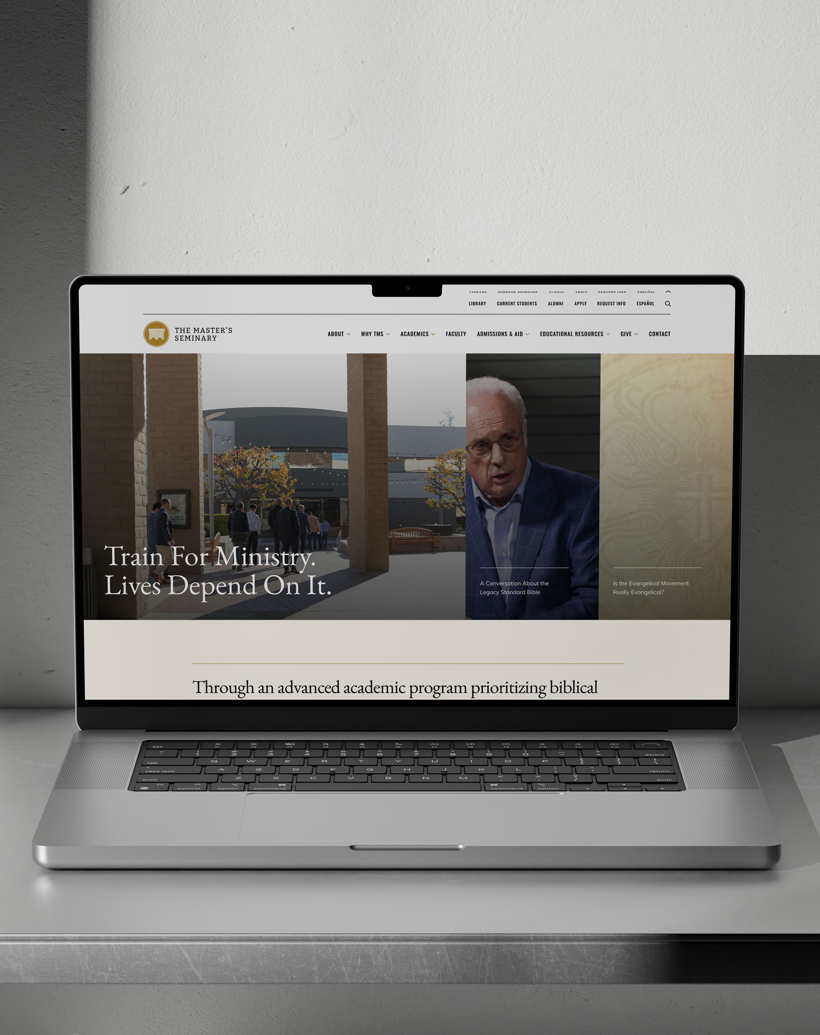 TMS responsive website design homepage in a laptop mockup