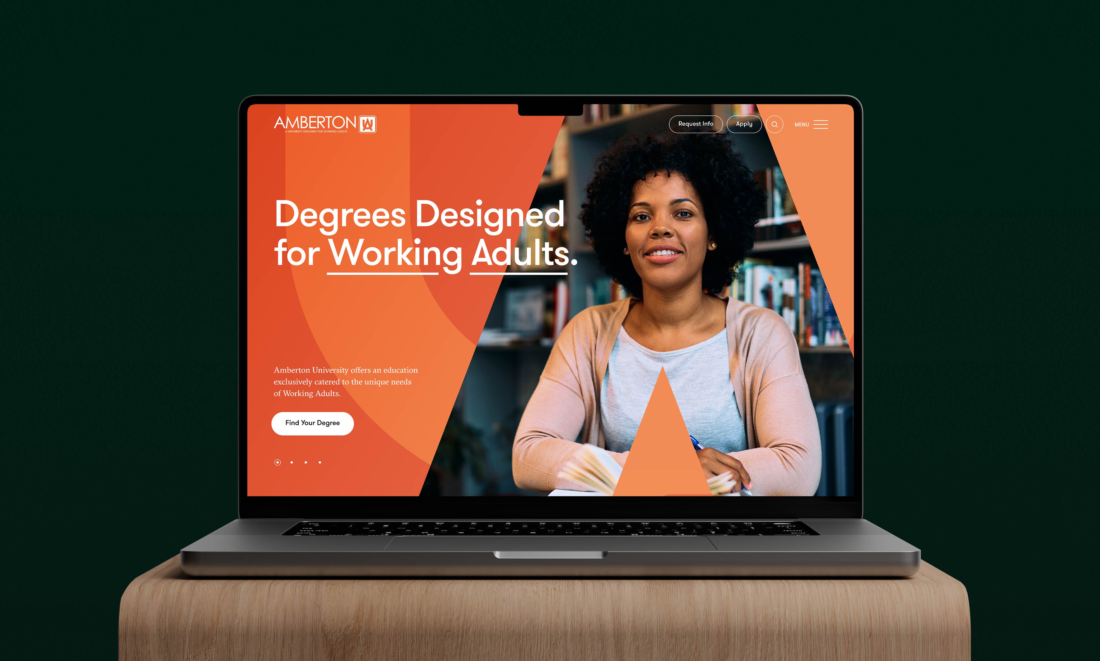 Amberton higher education responsive website design homepage in a laptop mockup