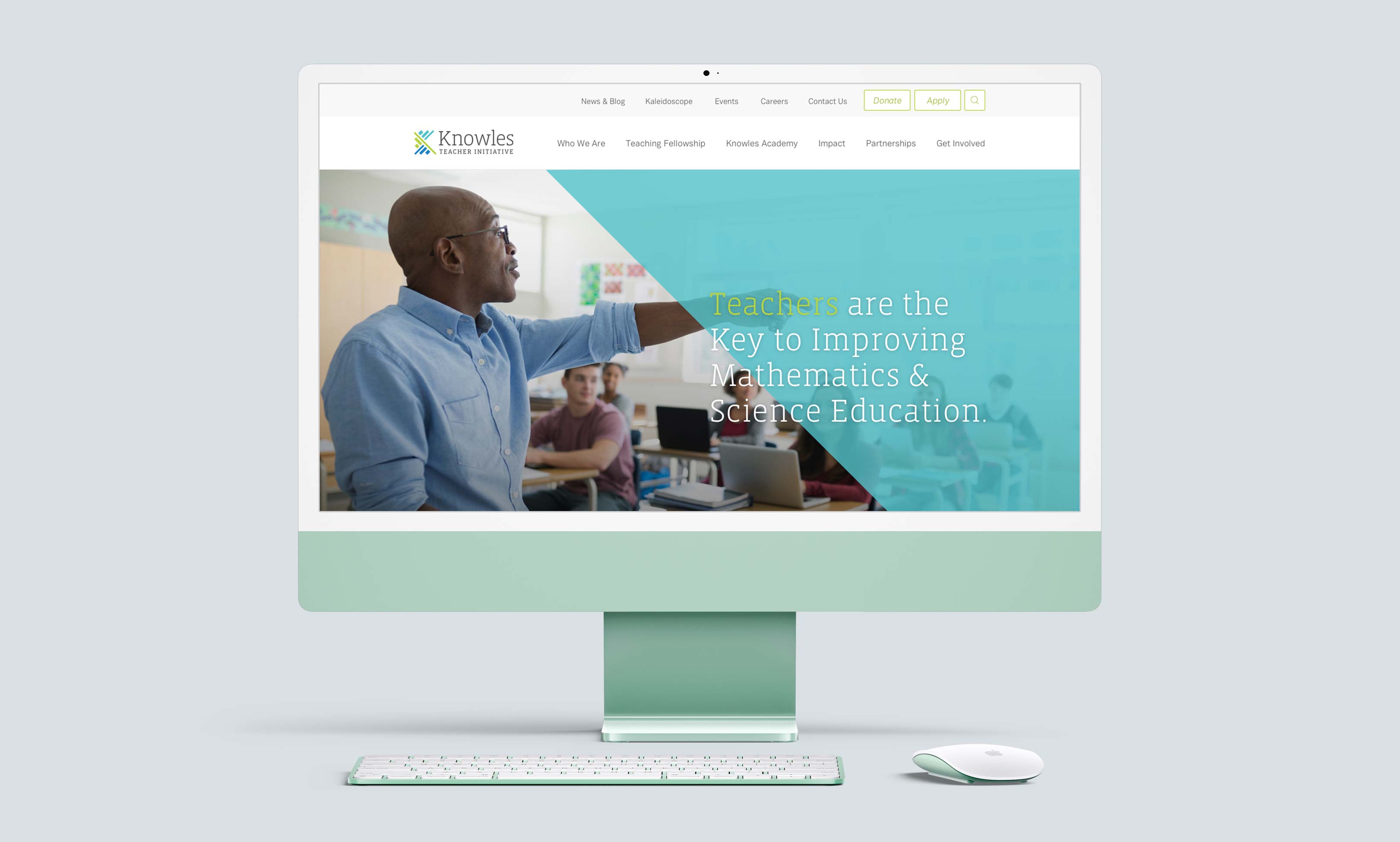 Knowles teacher initiative responsive web design homepage in a desktop mockup