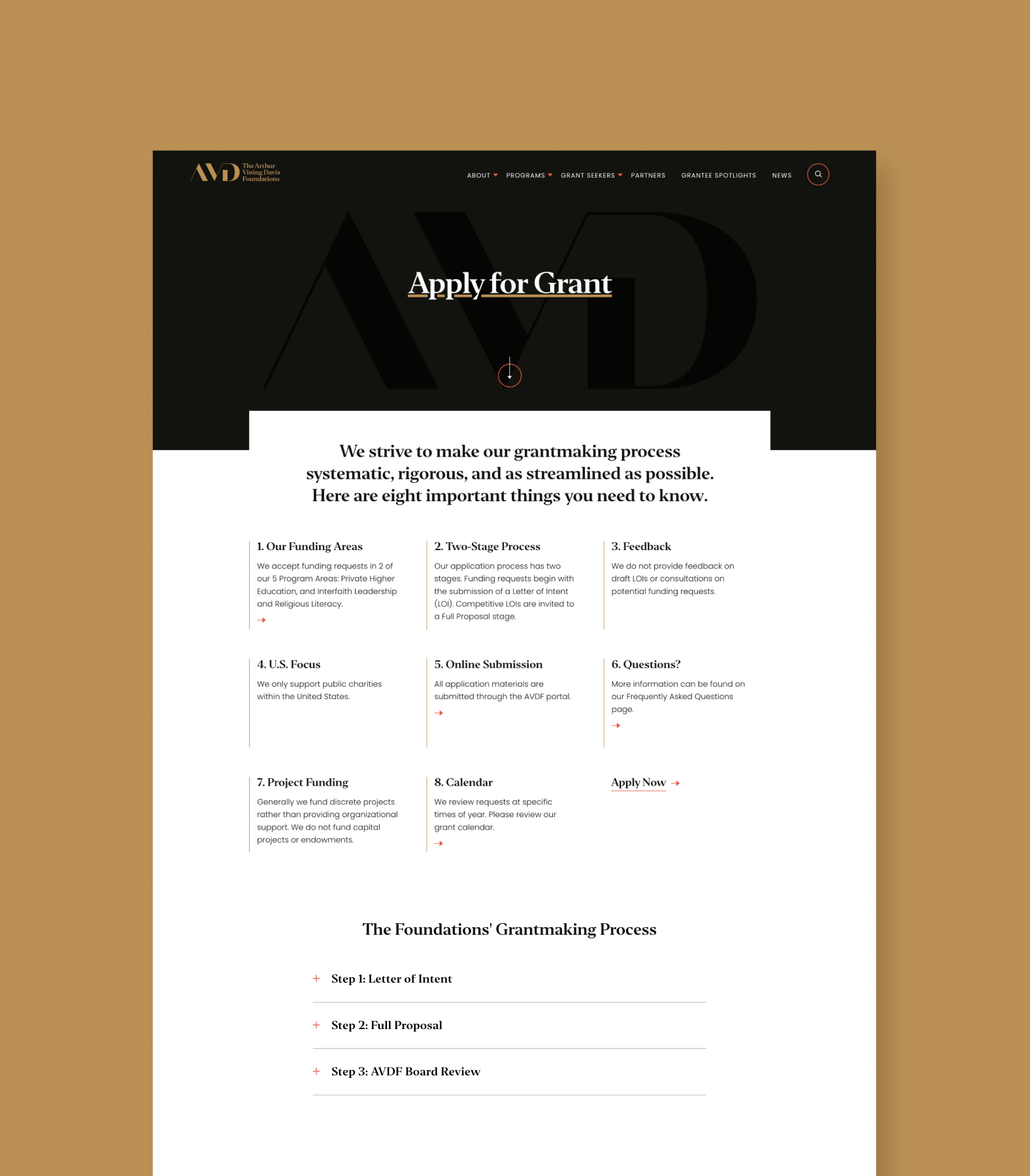 AVDF-foundation-grant-application-web-design